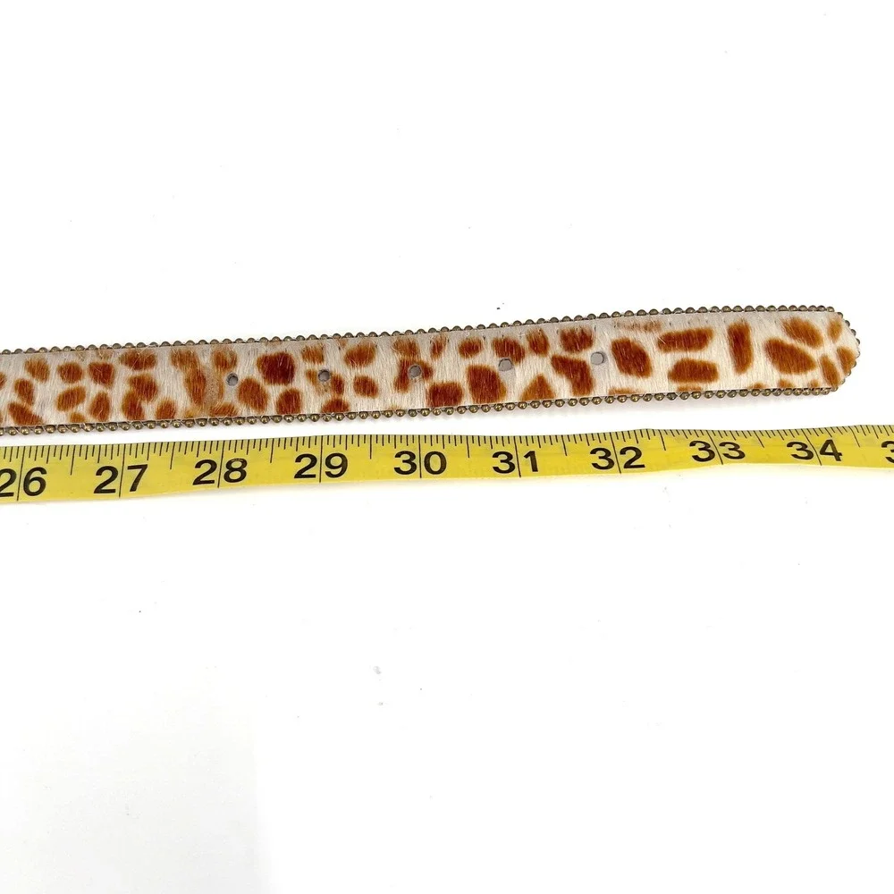 Elite Womens S M Statement Belt Giraffe Print Calf Hair Leather Vintage